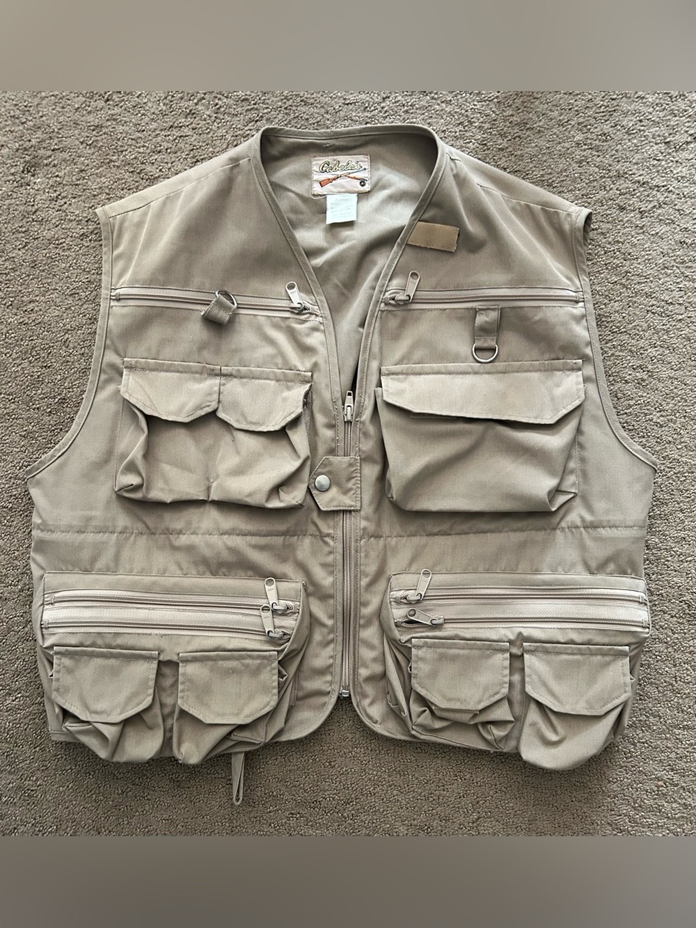 Women's Cabela's Tan Full Zip Hunting Utility Fishing Vest Jacket Sz XL